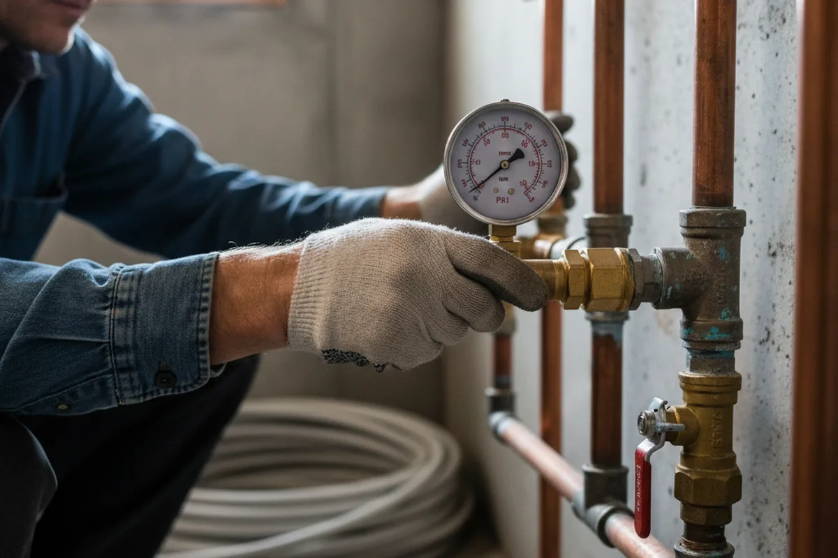 Pressure testing a repaired line during Water Line Repair in Ellendale